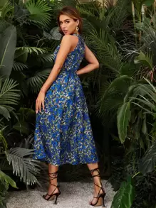 SHEIN Clasi Floral Print Halter Dress - Multicolor - View 2