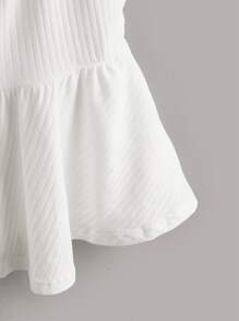 SHEIN Áo hai dây Plus Size Viên lá sen Gân đan màu trơn Dễ thương - trắng - Xem 3