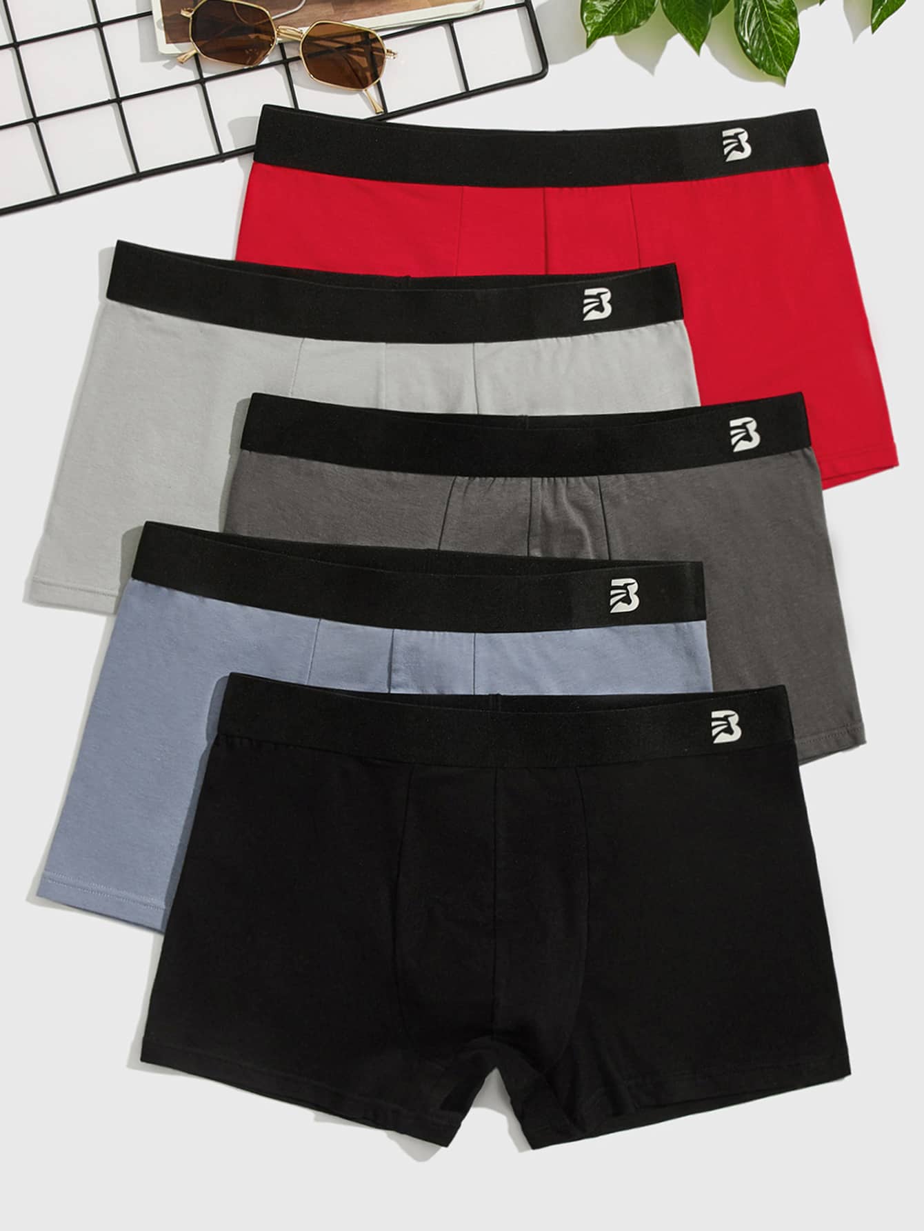 Men 5pcs Letter Graphic Boxer Brief - Multicolor - View 1