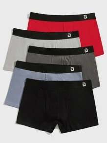 Men 5pcs Letter Graphic Boxer Brief - Multicolor - View 3