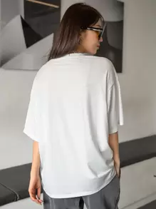 DAZY Cherry And Letter Graphic Drop Shoulder Tee