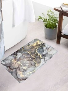 1pc Marble Print Bath Rug Or 1pc Shower Curtain - Multicolor - View 2