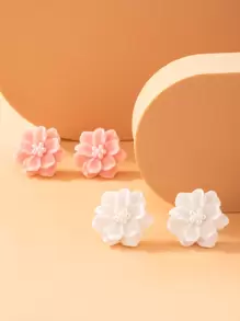 imoli 2pairs Flower Design Stud Earrings Valentines,Mom,Mother,Mother's Day,Gift - Multicolor - View 3