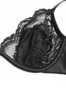 WINGSLOVE Lace Underwire Breathable Bra - Black - View 4
