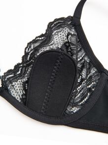 WINGSLOVE Lace Underwire Breathable Bra - Black - View 7