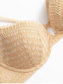 WINGSLOVE Strappy Neck Lace Push Up Bra - Apricot - View 3