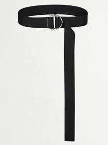 Metal Buckle Tape Belt - Black - View 1