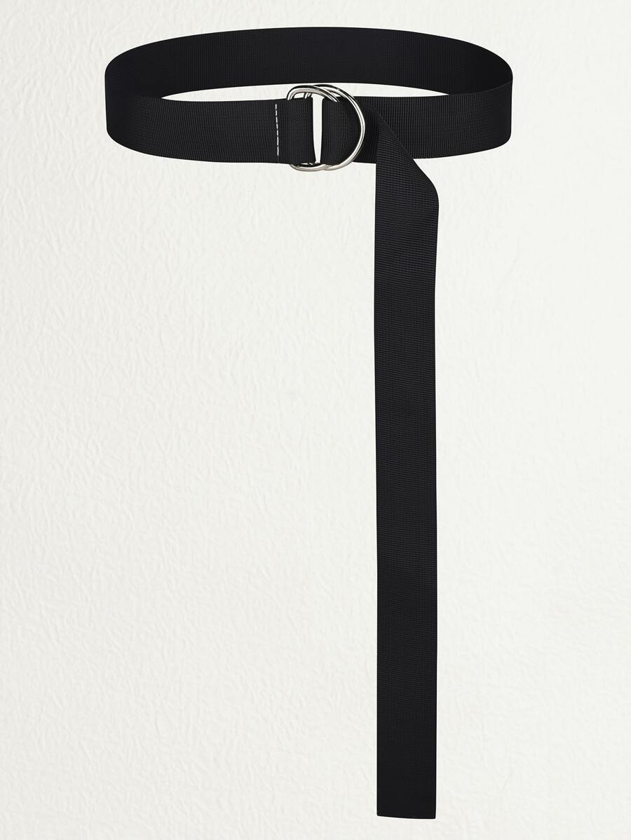 Metal Buckle Tape Belt - Black - View 1