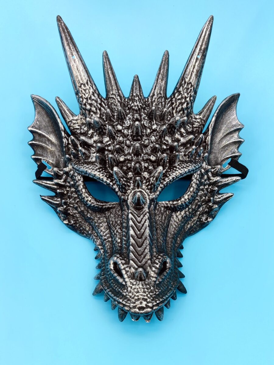 Dragon Head Mask Animal Full Face Mask For Party, Performance, Cosplay And Props - Silver - View 1