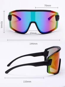 POLASUP 1 件超大平顶骑行眼镜，配有聚碳酸酯防碎镜片，适合男士和女士，蒸汽朋克、朋克、Y2K、豹纹、无框有色复古经典时尚复古奢华 S 大镜框，彩色半框方形/椭圆形金属旅行眼镜，适合驾驶、钓鱼、露营、骑自行车、徒步旅行、跑步等户外运动 - 彩色 - 查看 4