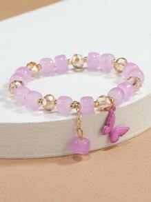Pulsera con cuenta con accesorio de mariposa - Morado - Ver 10