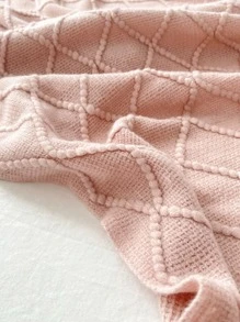 Ném cái mền Màu thuần Tua - Màu Hồng baby - Xem 3