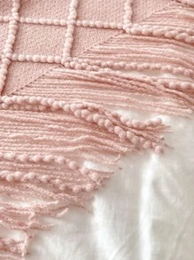 Ném cái mền Màu thuần Tua - Màu Hồng baby - Xem 4