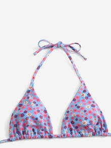 Bikini halter en triángulo con estampado floral - Multicolor - Ver 4