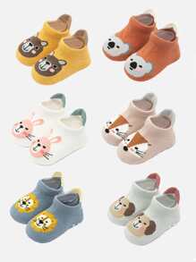 6雙嬰兒卡通圖案襪子 - 彩色 - 查看 1