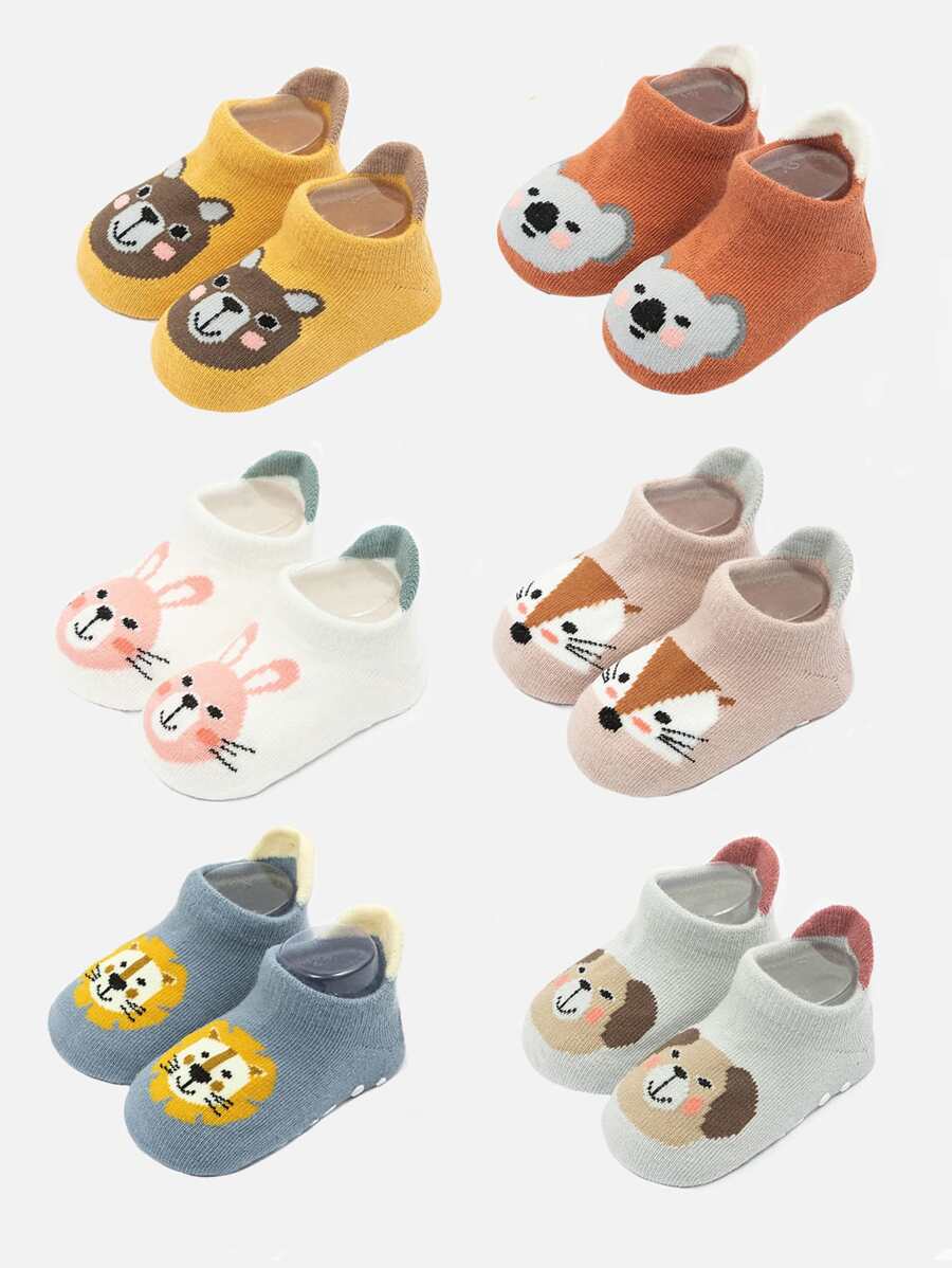6雙嬰兒卡通圖案襪子 - 彩色 - 查看 1
