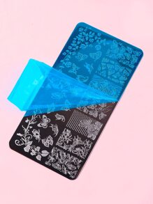 1pc Butterfly Pattern Nail Art Template Plate - Blue and White - View 4