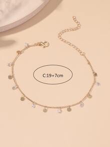 Cubic Zirconia & Round Charm Anklet - Yellow Gold - View 3