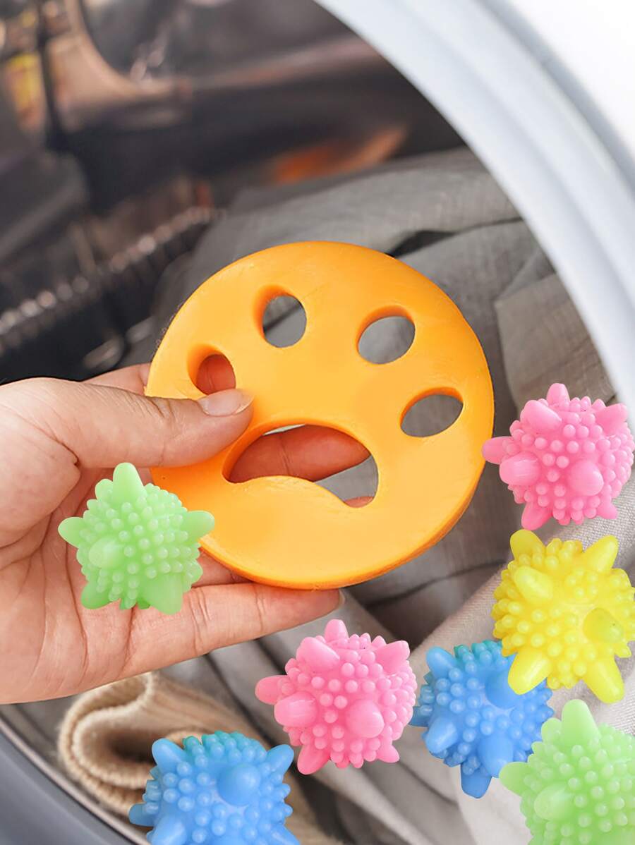 9pcs Random Color Laundry Ball & 1pc Lint Brush Set, Creative Washing Machine Ball For Household - Multicolor - View 1