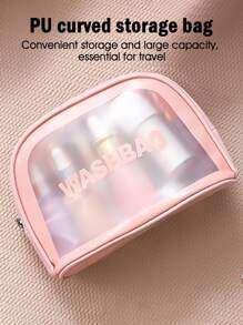 1 Túi đựng đồ trang điểm tròn trong suốt đựng đồ trang điểm Hộp đựng đồ trang điểm - Hồng - Xem 4