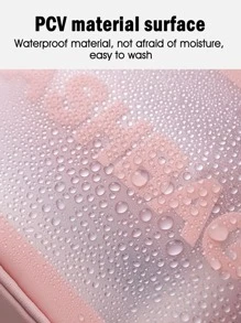 1 Túi đựng đồ trang điểm tròn trong suốt đựng đồ trang điểm Hộp đựng đồ trang điểm - Hồng - Xem 5