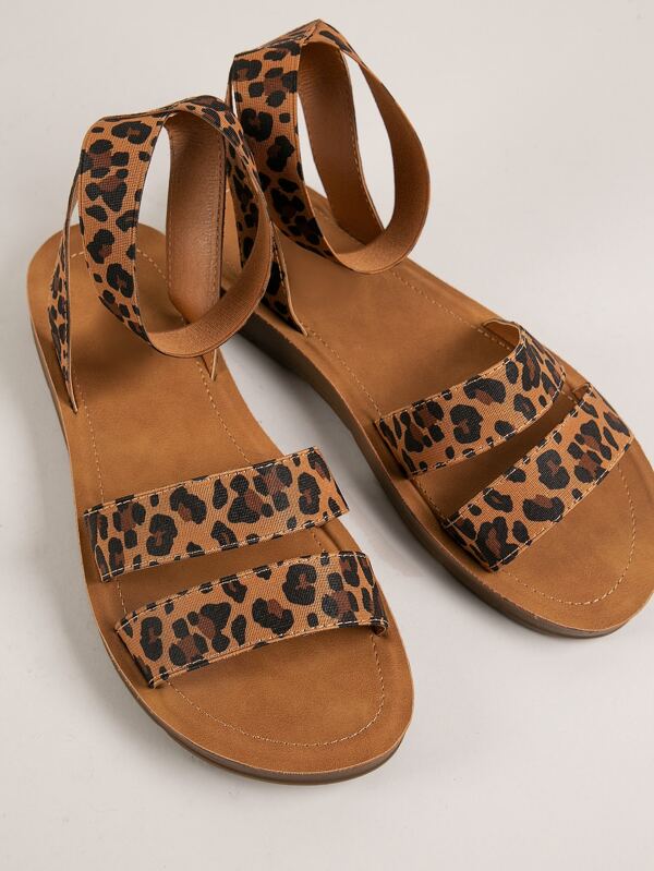 wide leopard sandals
