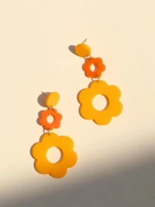 Flower Drop Earrings - Multicolor - View 3