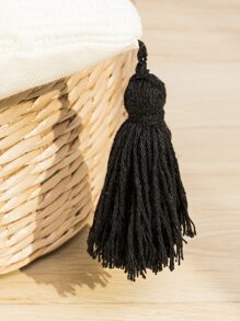 1pc Textured Tassel Decor Cushion Cover Without Filler - White - View 5