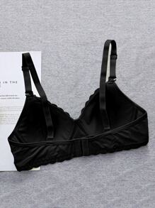 Tween Girl 2pcs Scallop Trim Bra - Black and White - View 2