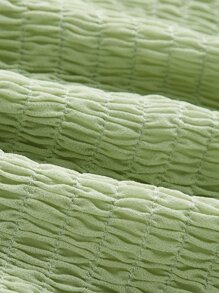 SHEIN Camisa corta de manga farol ribete con fruncido bustier - Verde Lima - Ver 4