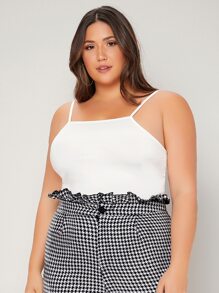 SHEIN BASICS Plus Solid Cami Top - White - View 1