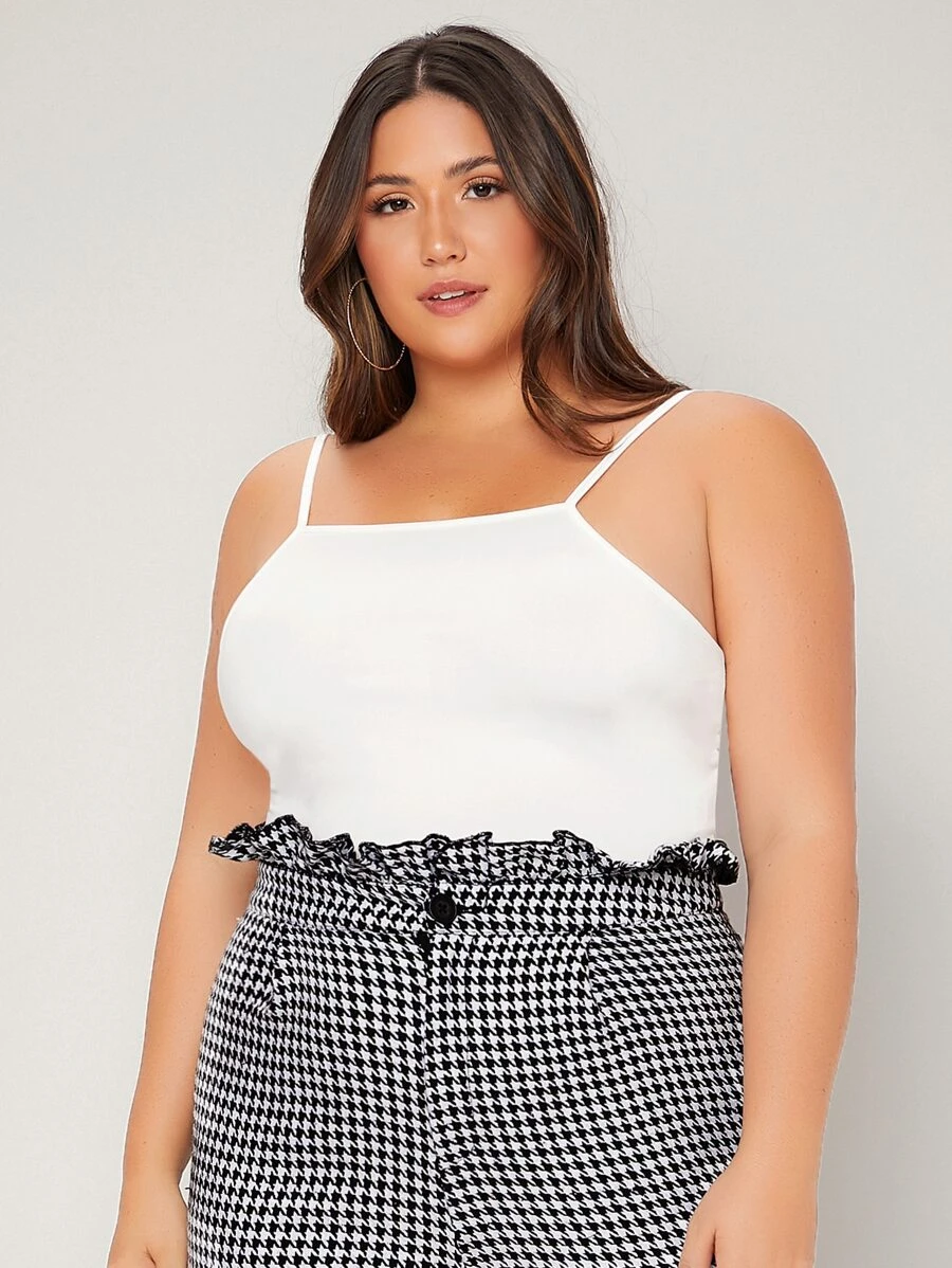SHEIN BASICS Plus Solid Cami Top - White - View 1