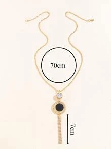 Collar con diseño de diamante de imitación colgante de redondo - Multicolor - Ver 3