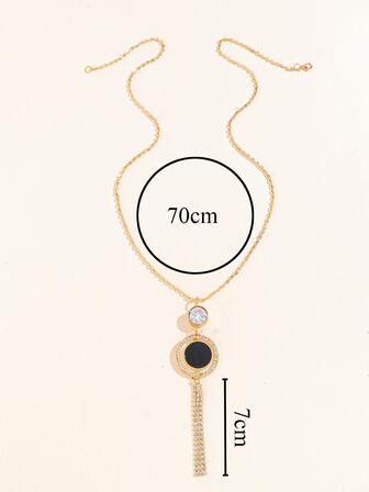 Rhinestone dekor rund hänge halsband