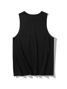 Hombres Top tank unicolor - Negro - Ver 2