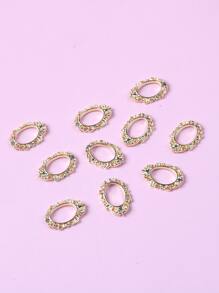 TSZS 10 szt. metalowych ozdób do paznokci DIY, zawieszek do paznokci, klejnotów do paznokci, akcesoriów do paznokci - Złoto - Zobacz 4