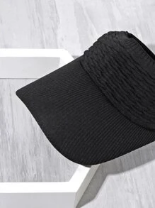 Faux Pearl Decor Visor Hat - Black - View 3