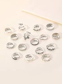 16 chiếc nhẫn trang trí trái tim & lá - Màu Bạc Cổ - Xem 3