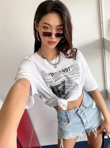 DAZY 人物与字母图案落肩 T 恤 3 月 18 日晚间造型 1997 年让我们看看今天发生了什么 新闻 晚上 9:30 旅行让我们走到一起 超大 T 恤 - 白色 - 查看 4