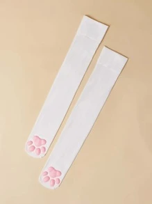 ROMWE Kawaii 卡通爪子裝飾襪子 - 白色 - 查看 4