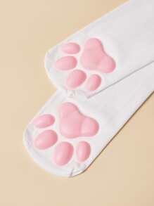 ROMWE Kawaii 卡通爪子裝飾襪子 - 白色 - 查看 5