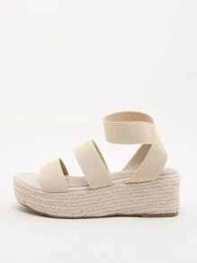 Espadrille Sole Strap Wedge Sandals - Apricot - View 3
