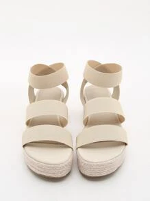 Espadrille Sole Strap Wedge Sandals - Apricot - View 5