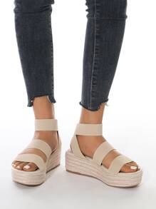 Espadrille Sole Strap Wedge Sandals - Apricot - View 6