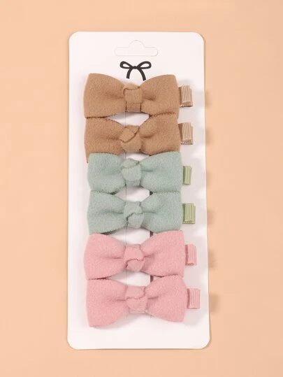 6入組小女童蝴蝶結裝飾髮夾