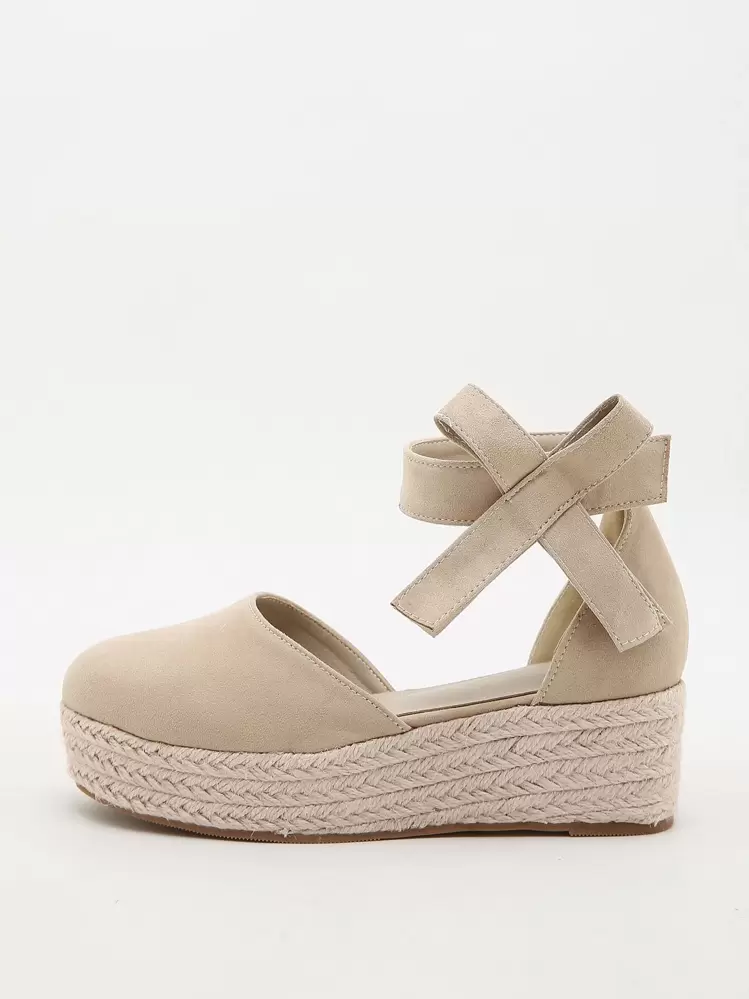Zapatos cuña con diseño de lazo tira tobillera de alpargata - Albaricoque - Ver 6