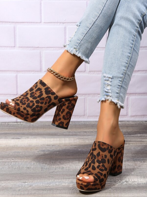 leopard print chunky sandals