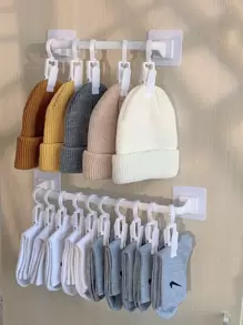 4入組多功能素色帽衣架 - 白色 - 查看 2