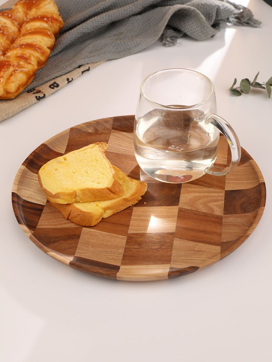 1入組木頭圓形盤子 - 彩色 - 查看 1