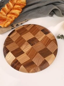 1入組木頭圓形盤子 - 彩色 - 查看 2